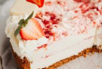 Effortless No Bake Strawberry White Chocolate Cheesecake