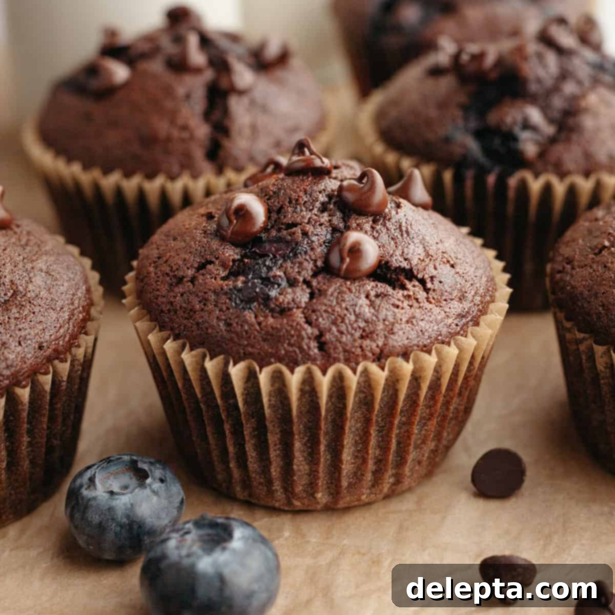 Decadent Blueberry Chocolate Sour Cream Muffins 1 featured 19296 1