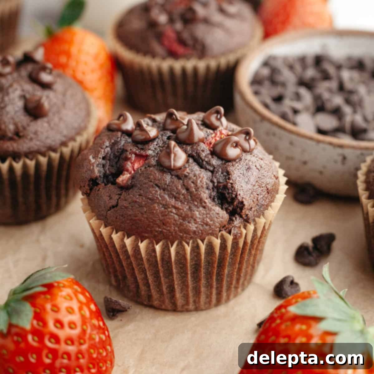Decadent Double Chocolate Strawberry Muffins 1 featured 19482