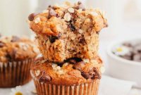 Wholesome Banana Oat Chocolate Chip Muffins