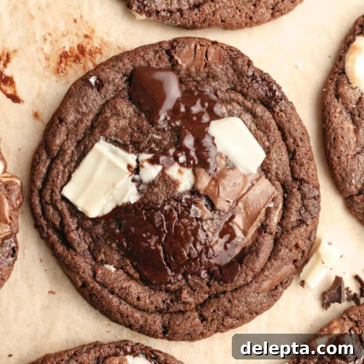 Chewy Triple Chocolate Chunk One Bowl Cookies 1 featured 20350