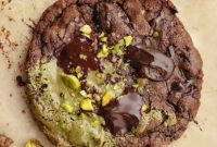 Gooey Pistachio Stuffed One Bowl Chocolate Cookies