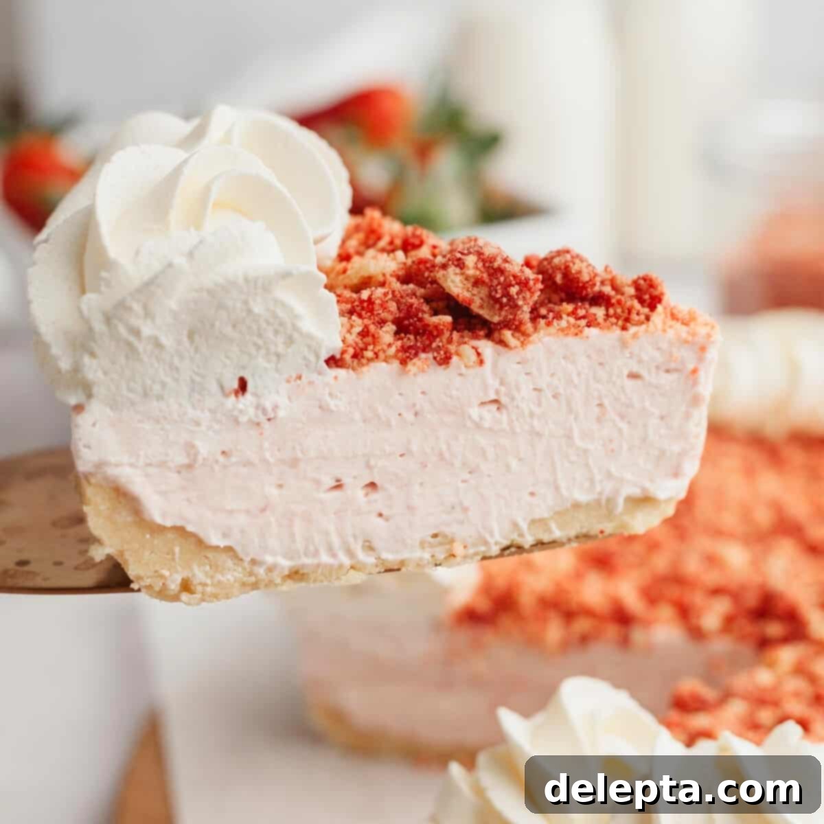 Divine No-Bake Strawberry Crunch Cheesecake 1 featured 2893