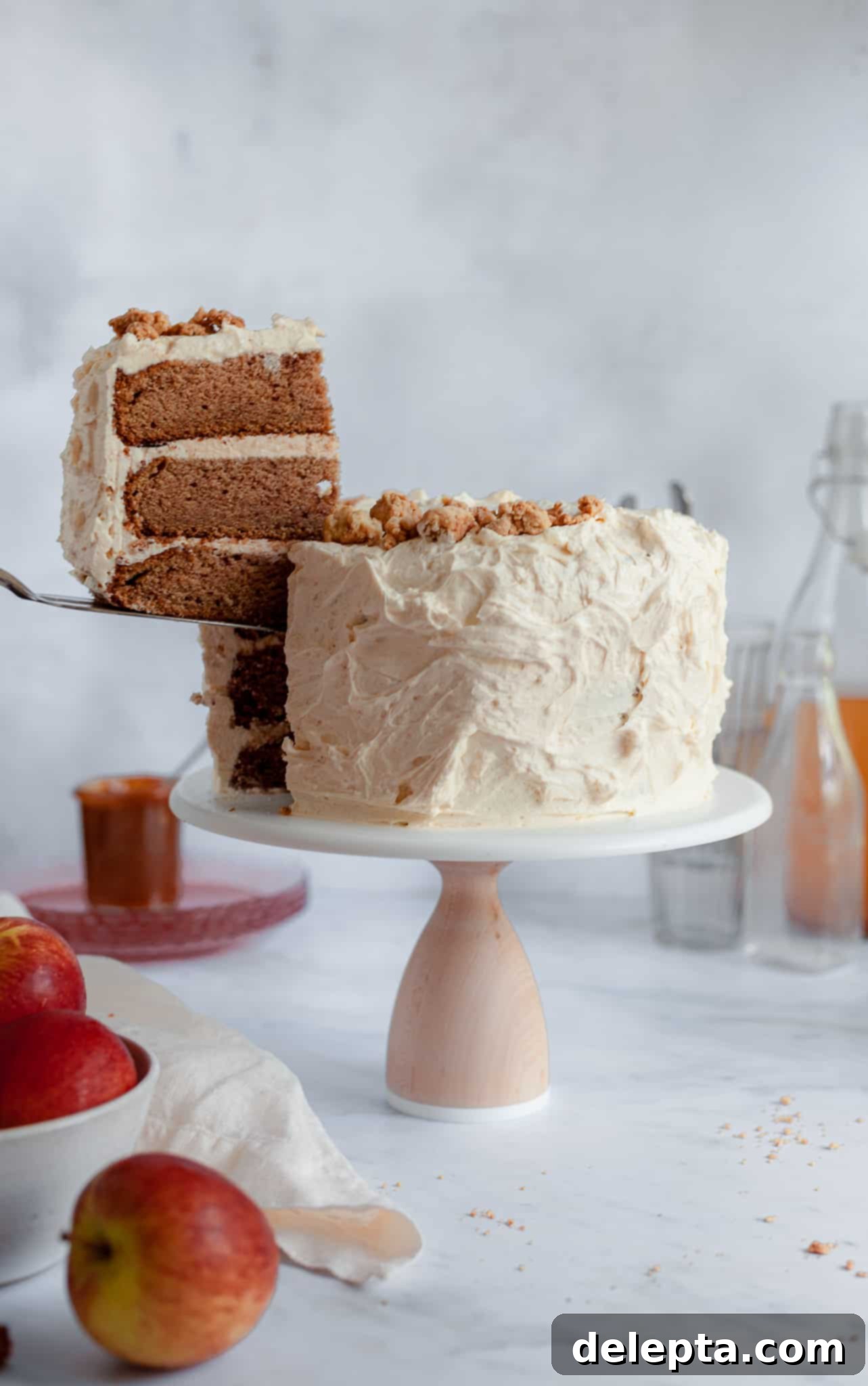 Salted Caramel Apple Cider Layer Cake with Pie Crumb Frosting 1 featured 428