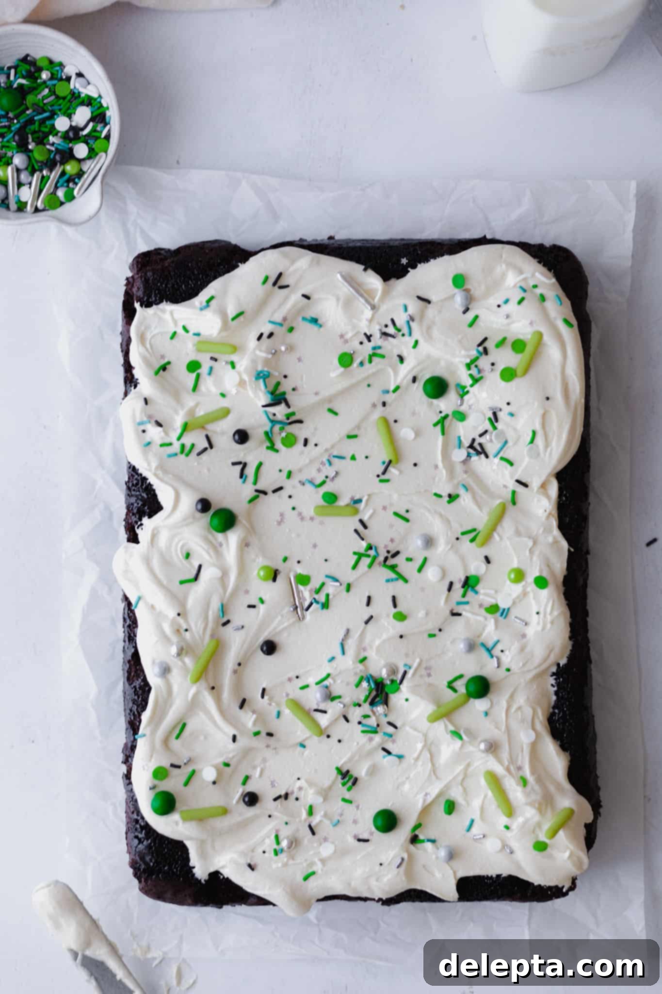 Decadent Fudgy Chocolate Sheet Cake with Sesame Cream Frosting 1 featured 455