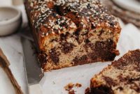 Chocolate-Tahini Swirled Banana Bread with Creamy Tang