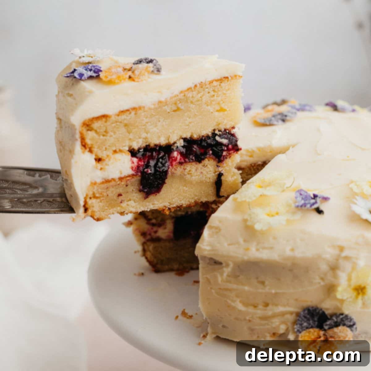 Zesty Lemon Blueberry Layer Cake 1 featured 6291