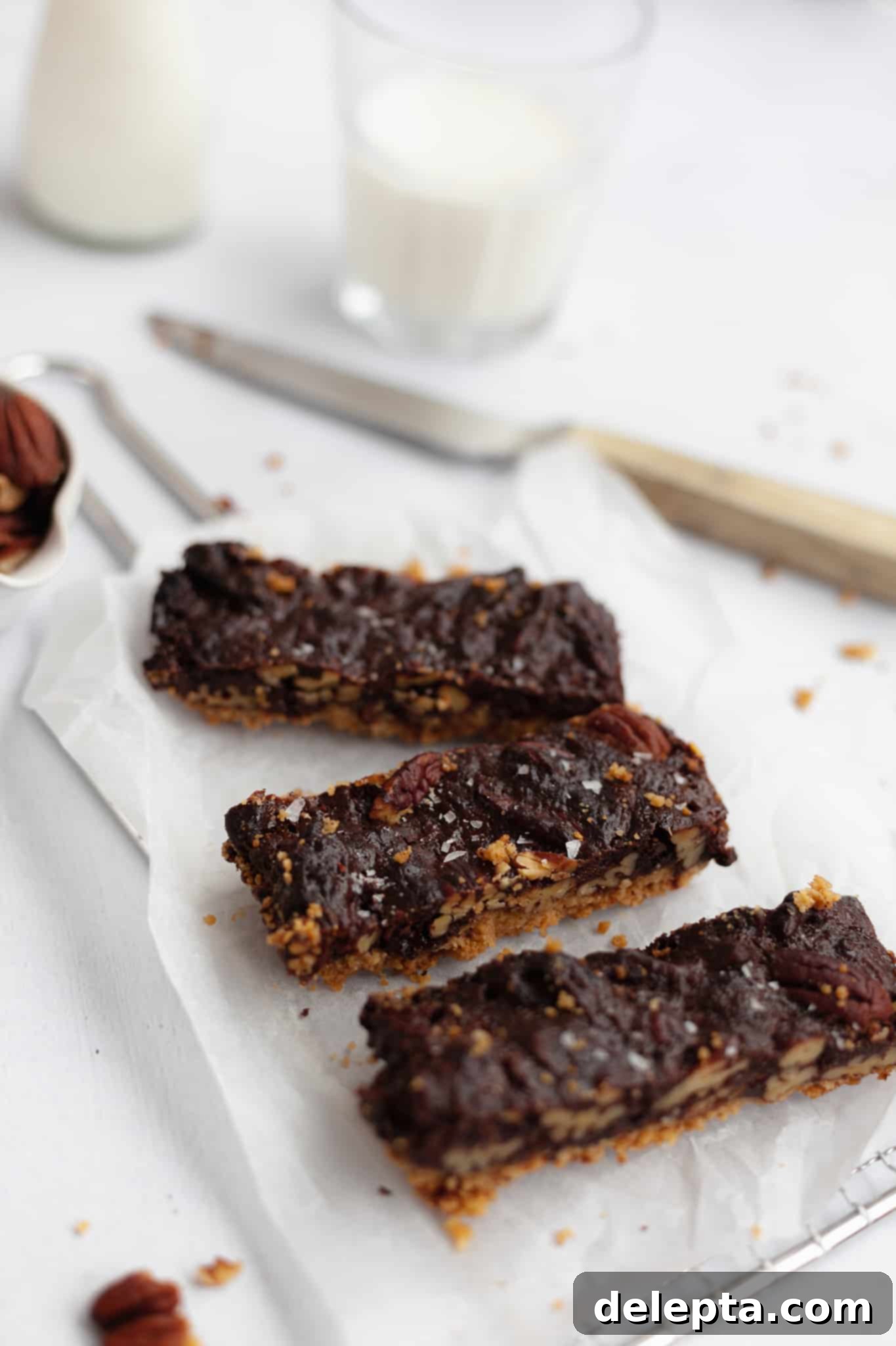 Decadent Chocolate Pecan Pie Bars 1 featured 690 1