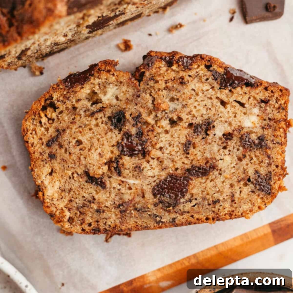 Seriously Moist Chocolate Chunk Banana Bread 1 featured 9373