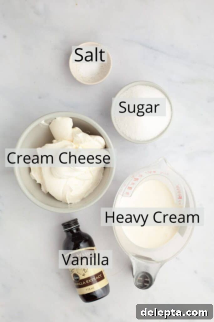 Zesty Lemon Curd Delight 4 All the ingredients for the luscious cream cheese frosting, measured out into separate bowls.