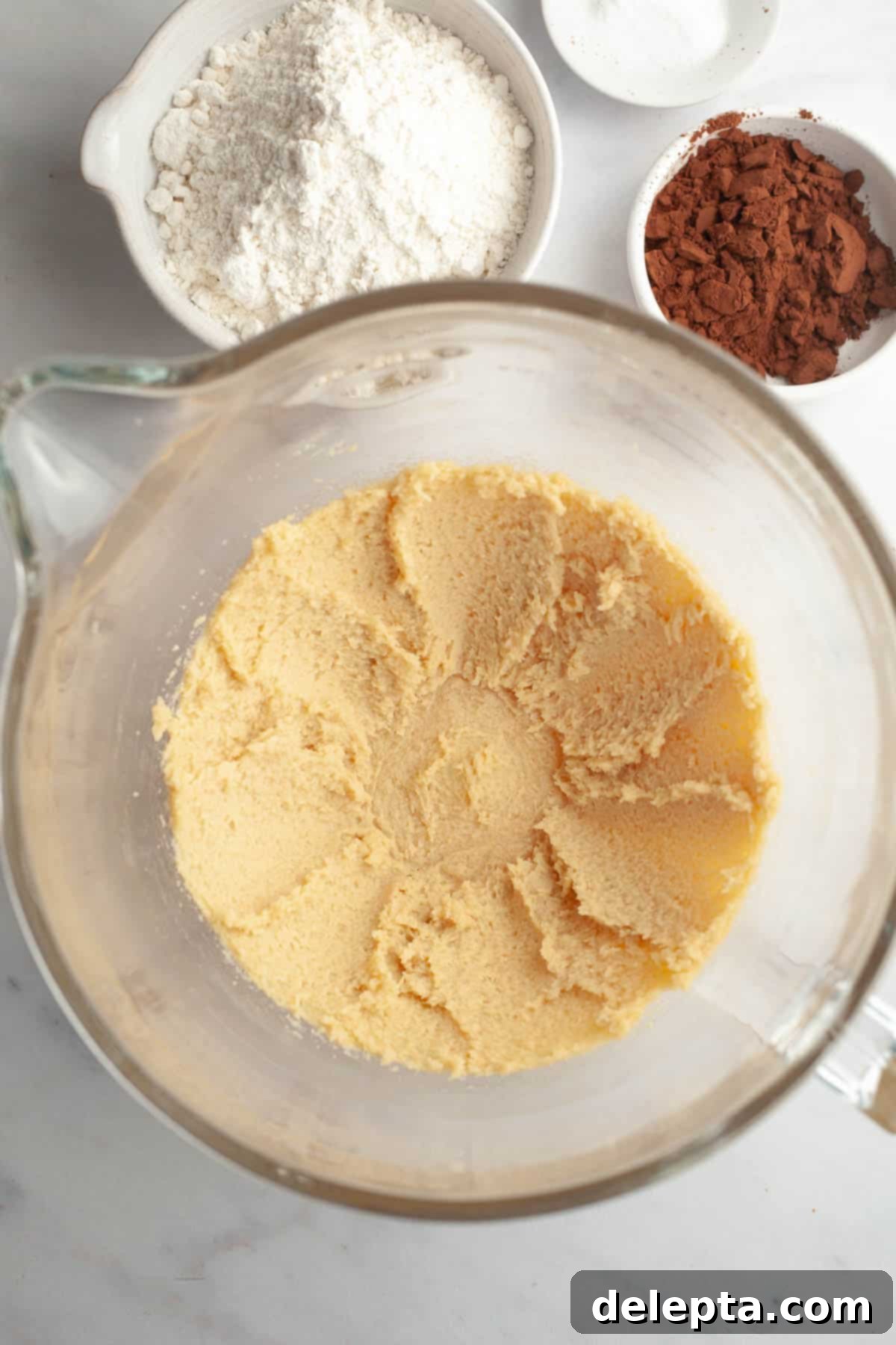 Gooey Chocolate Marshmallow Cookies 4 Creamed butter and sugars in a stand mixer bowl, light and fluffy.