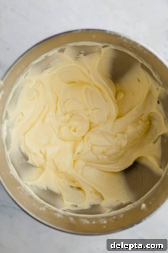 Ultimate Tiramisu Layer Cake 14 A silver mixing bowl with mascarpone buttercream