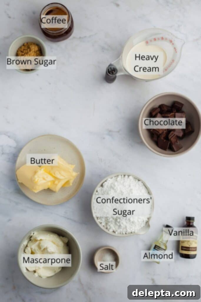 Ultimate Tiramisu Layer Cake 4 ingredients needed for tiramisu frosting
