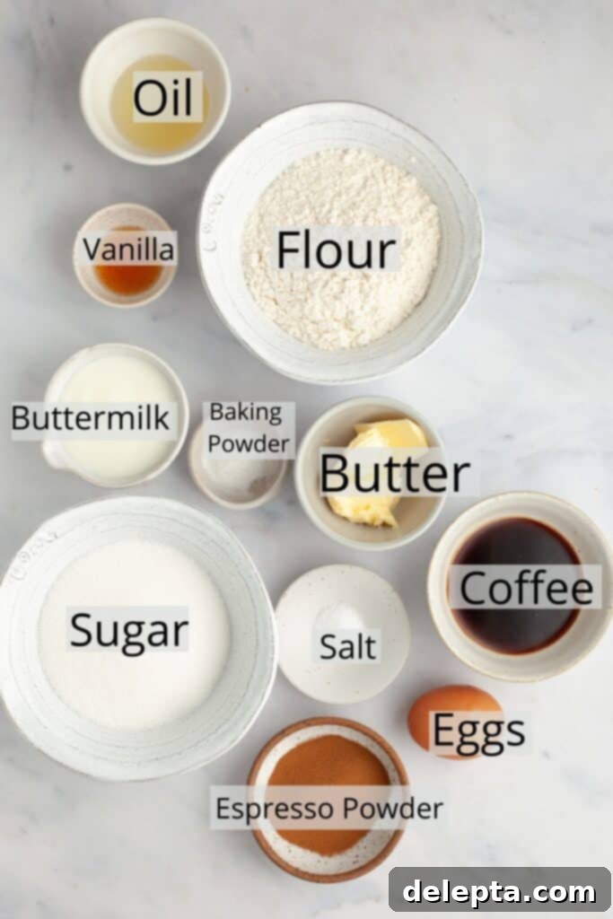 Quick Coffee Cupcake Fix 3 All the ingredients needed to make coffee cupcakes, weighed out into small bowls.