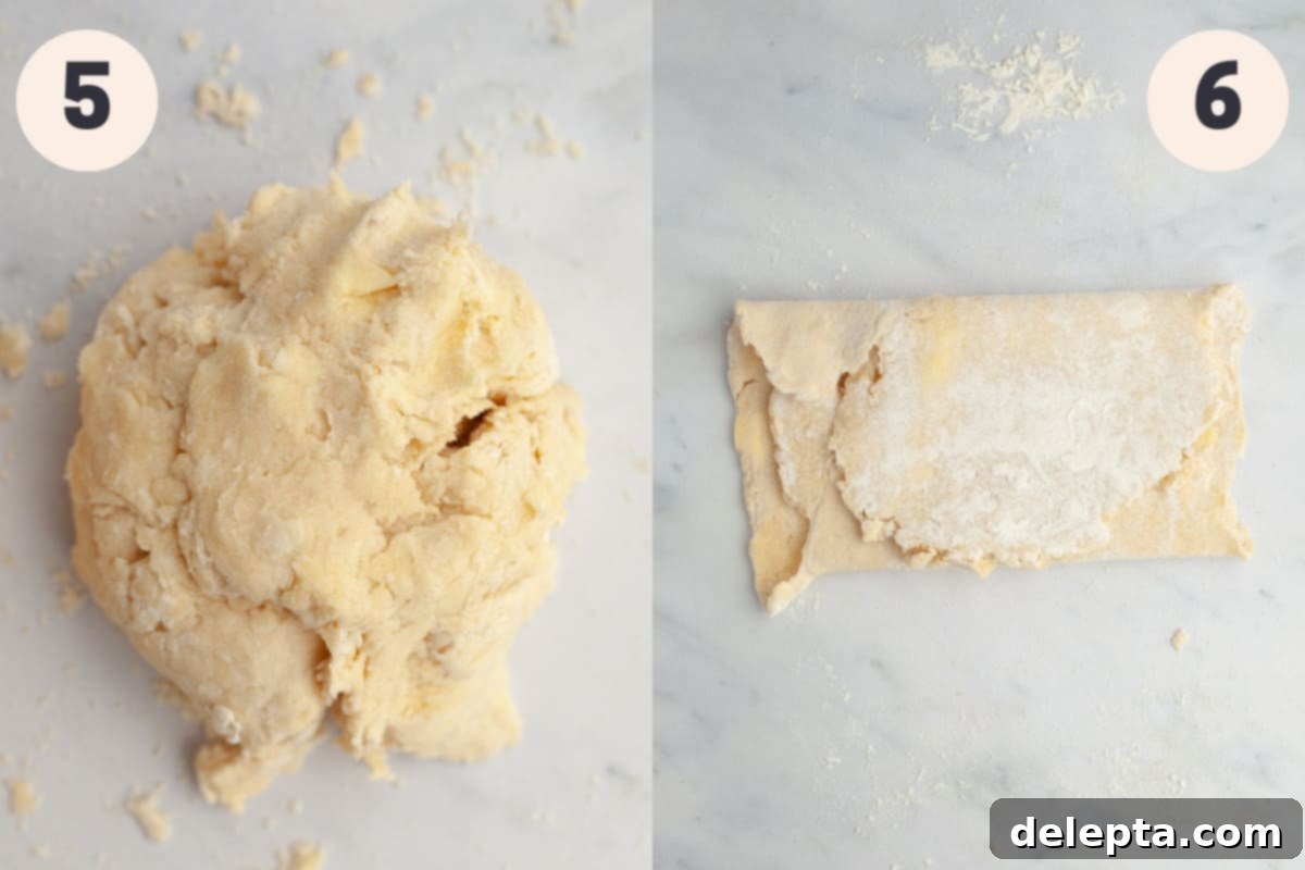 Perfectly Flaky Homemade Pie Crust 6 Chilled pie dough disks on a marble countertop, tightly wrapped in plastic wrap.