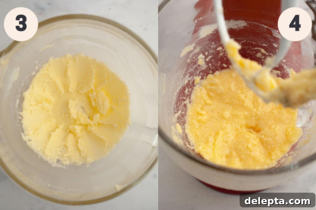 Pratik ve Enfes Yaban Mersinli Limonlu Kahve Keki 6 A mixing bowl filled with light yellow cake batter, ready for the next steps.