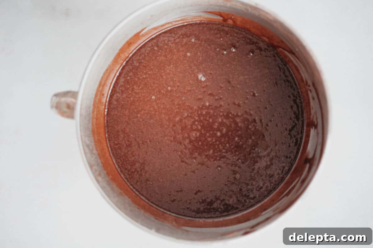 Chocolate Brownie Cookie Dough Fudge Cake 7 Cake batter in a large mixing bowl