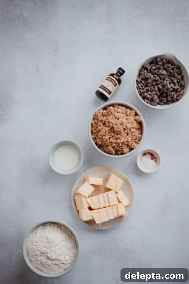 Chocolate Brownie Cookie Dough Fudge Cake 9 Overhead shot of ingredients for cookie dough