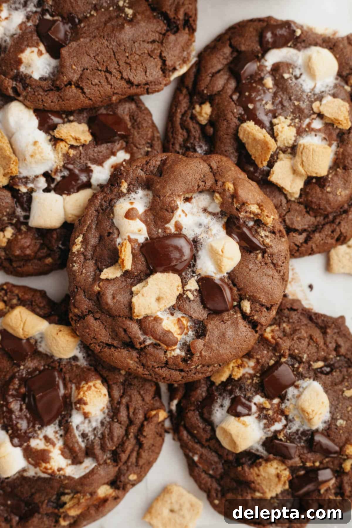 Fireside S'mores Cookie Magic 2 Delicious chocolate s'mores cookies loaded with marshmallows and graham crackers