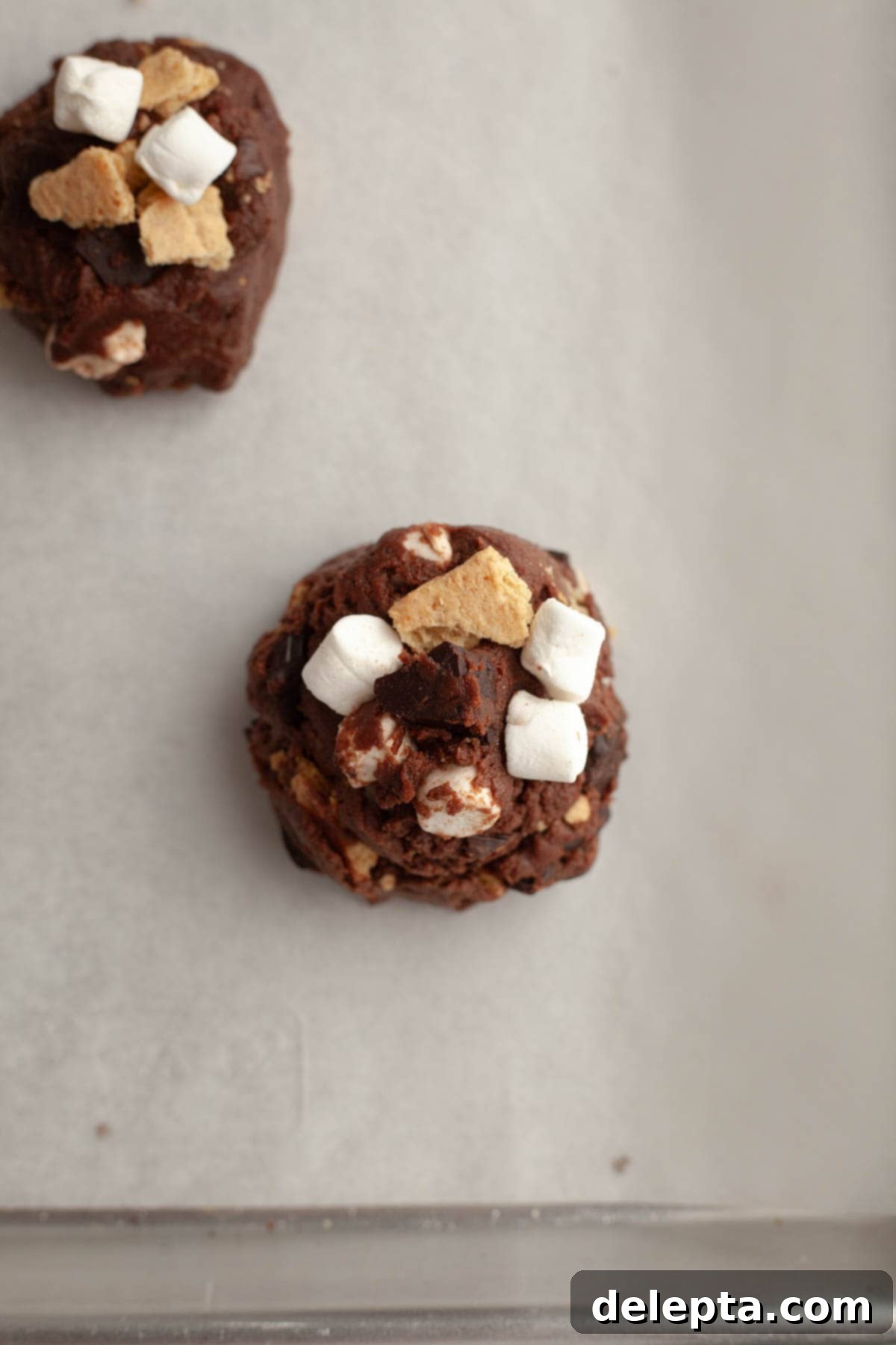 Fireside S'mores Cookie Magic 7 Step 4: Scooping and baking the cookie dough.