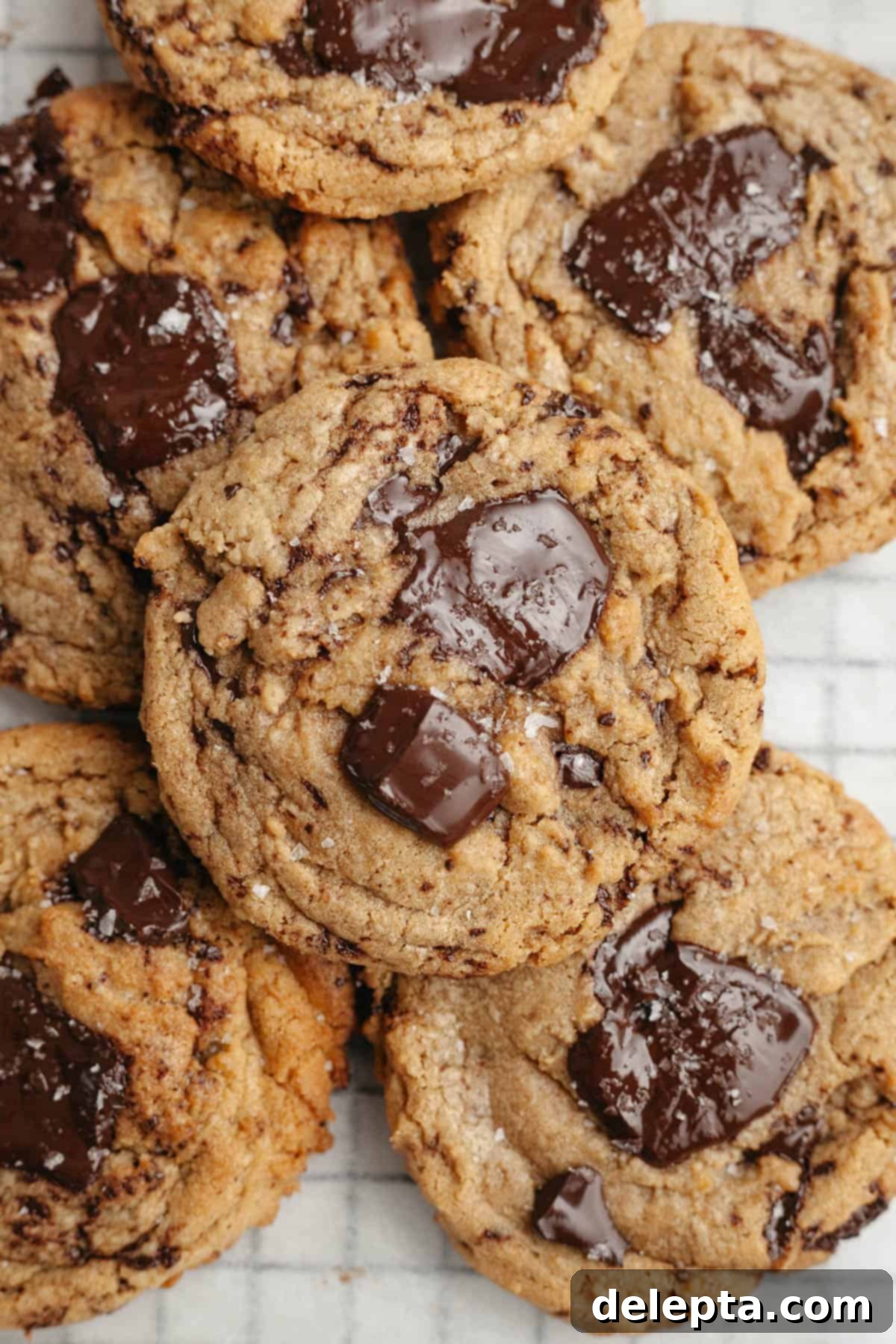 Decadent Espresso Infused Brown Butter Chocolate Cookies 11 Brown butter chocolate chip espresso cookies, sprinkled with some flaky sea salt.