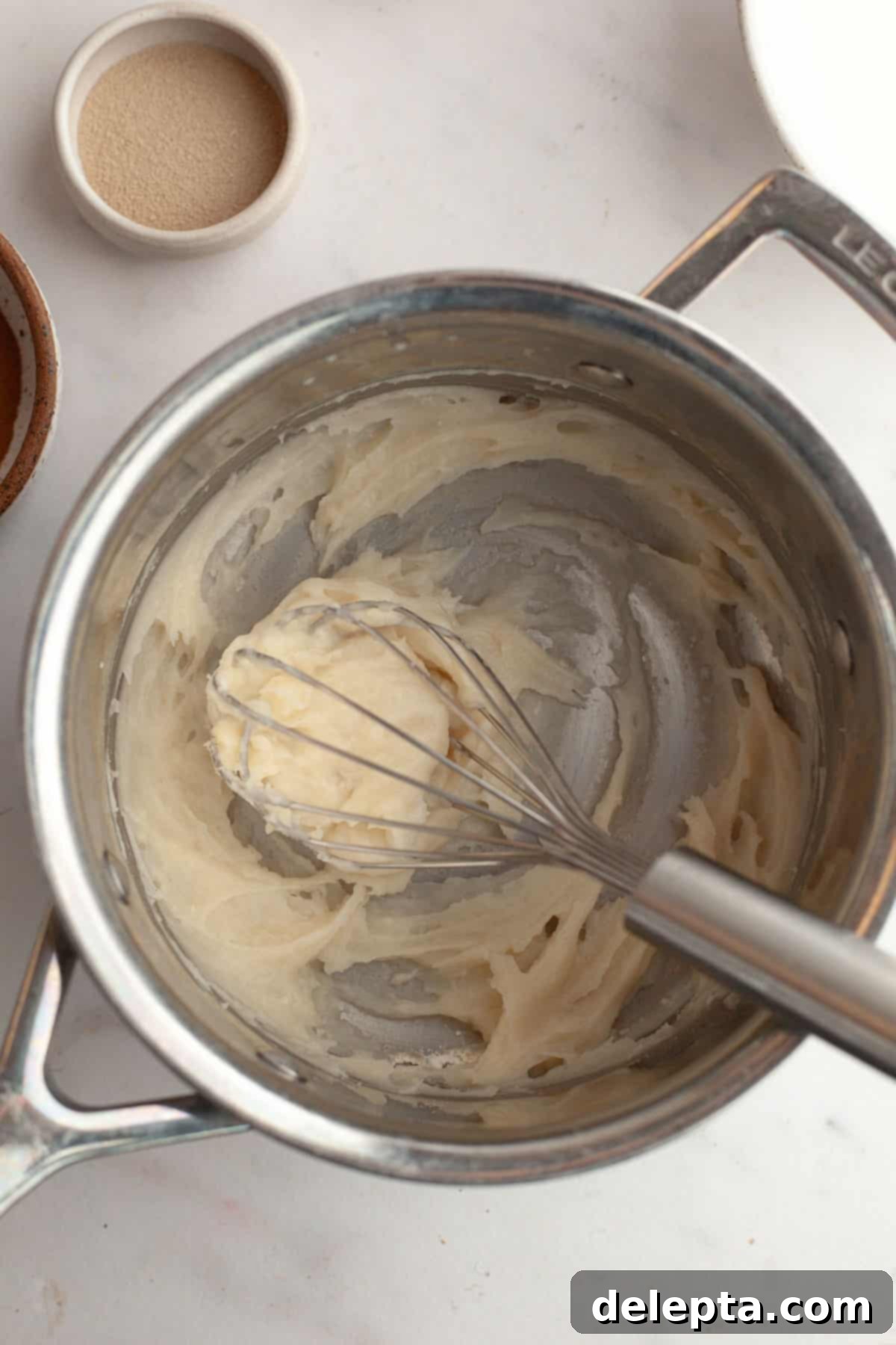 Maple Espresso Cinnamon Swirls 4 Tangzhong paste in a small saucepan.