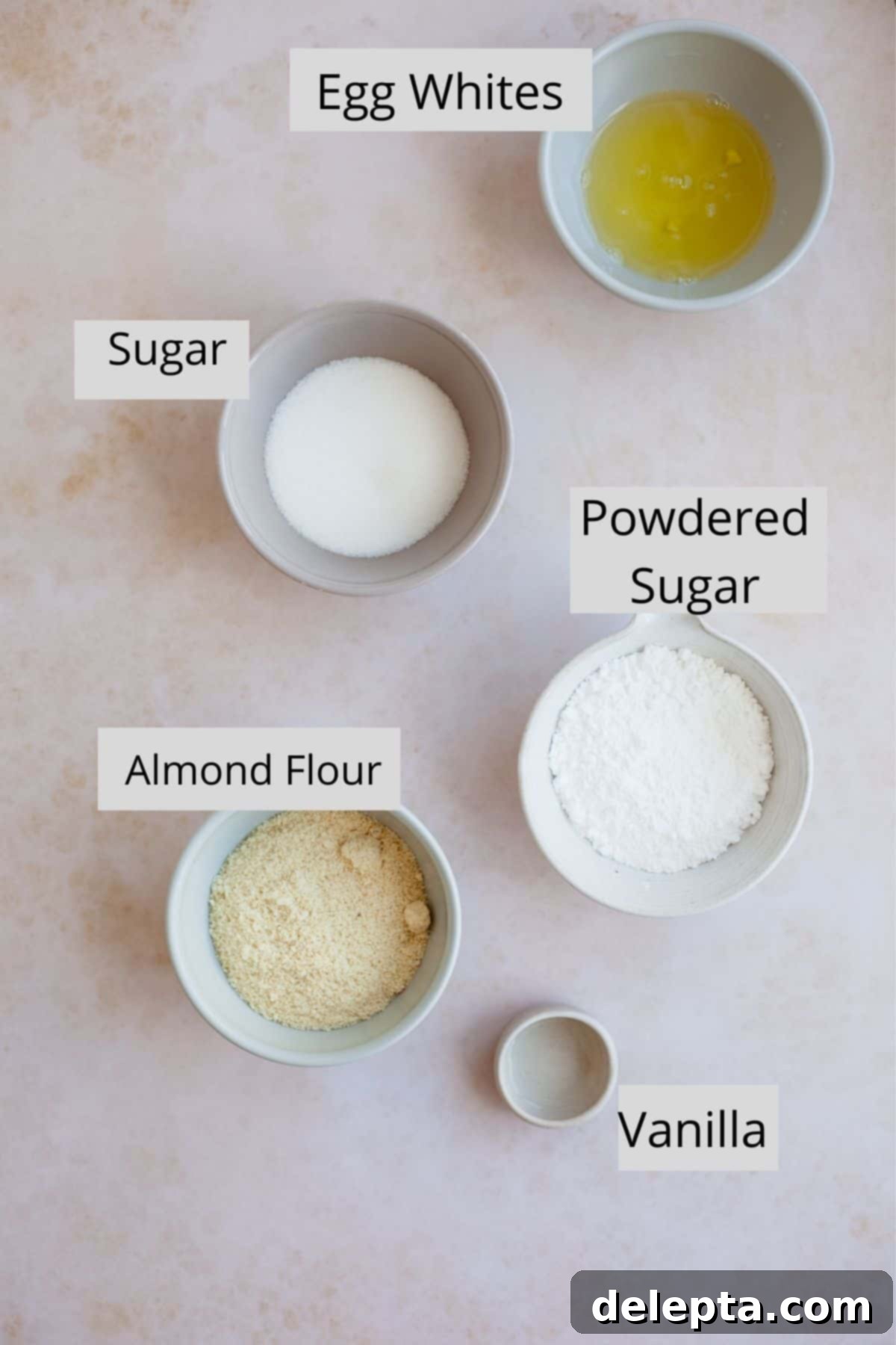 Funfetti Macarons 4 overhead shot of ingredients for macaron shells