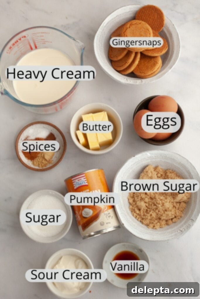 Decadent Brown Butter Pumpkin Pie with Gingersnap Perfection 4 All the carefully measured ingredients for the browned butter pumpkin pie, laid out in small bowls, ready for baking.