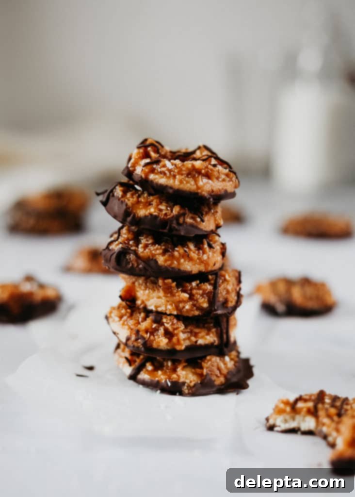 The Ultimate Homemade Samoas 2 stack of samoa cookies
