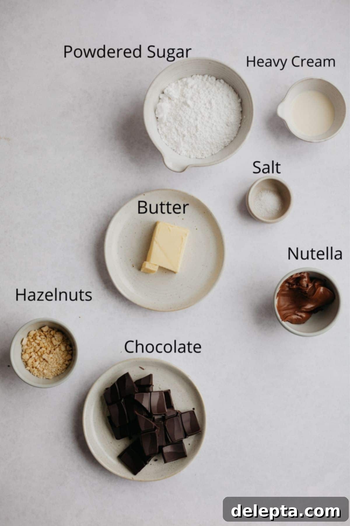Decadent Nutella Macarons 10 An overhead shot of all the ingredients for the rich Nutella buttercream filling