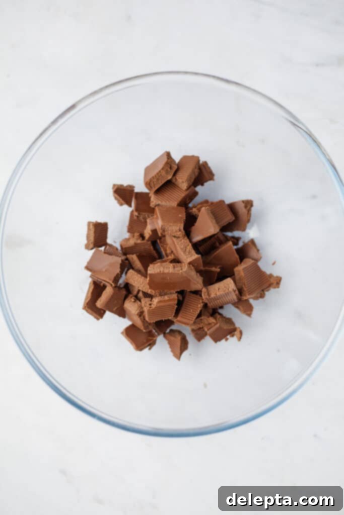 Chocolate-Stuffed Brioche Bliss 14 chopped chocolate in a pyrex bowl