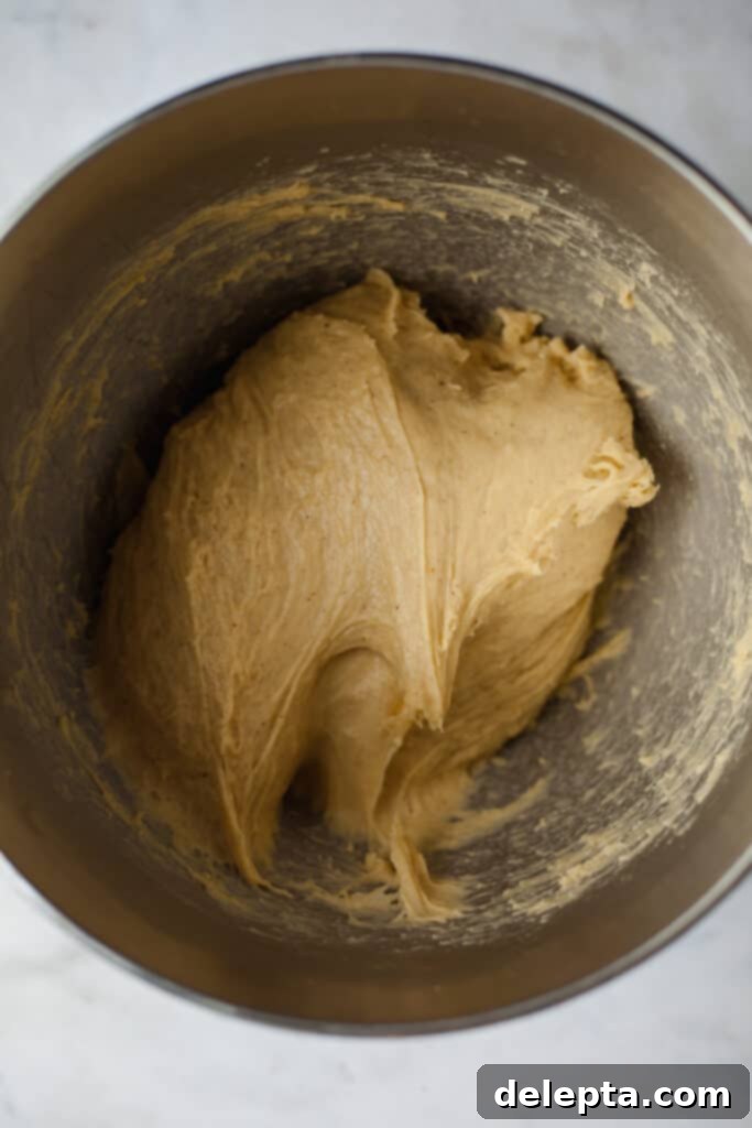 Chocolate-Stuffed Brioche Bliss 8 brioche dough in a silver mixing bowl