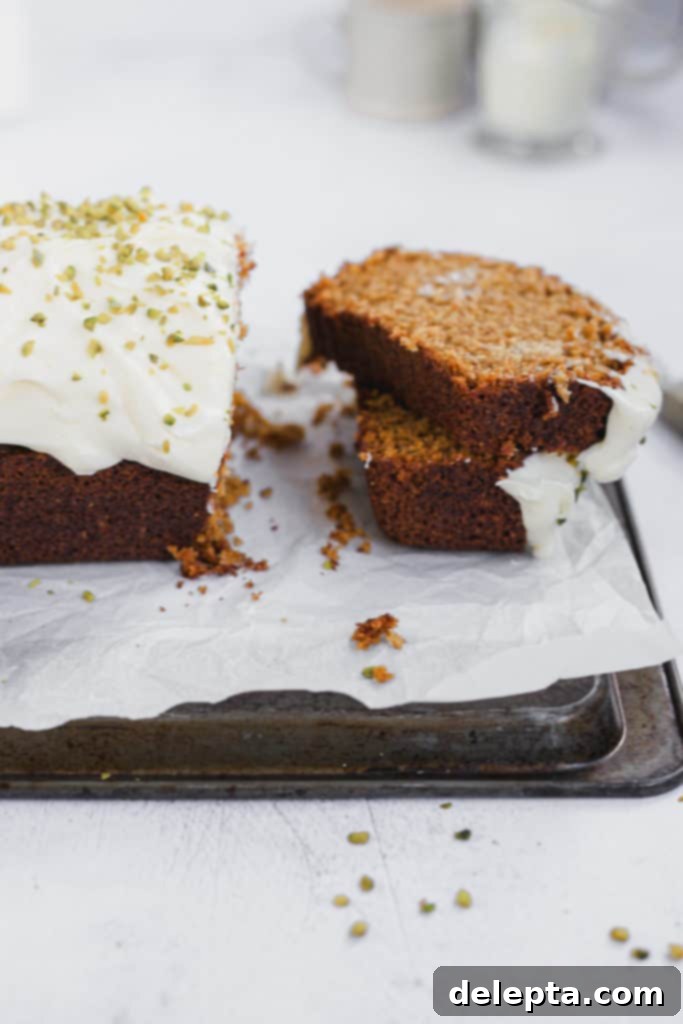 Autumn Zucchini Spice Loaf with Cloud Cream Cheese Frosting 3 spiced loaf with two slices