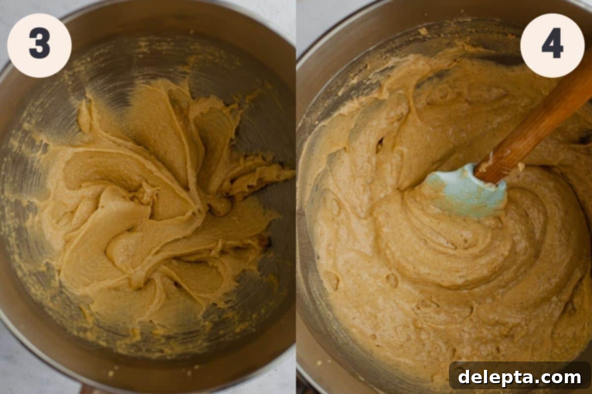 Golden Maple Delights 6 2 images showing mixing bowls with cupcake batter in it, highlighting the smooth texture as ingredients are added
