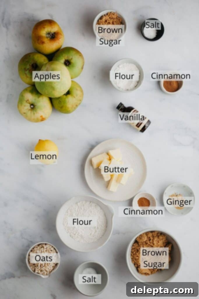 Warm Apple Crumble with Custard 3 Visual ingredient list for making apple crumble
