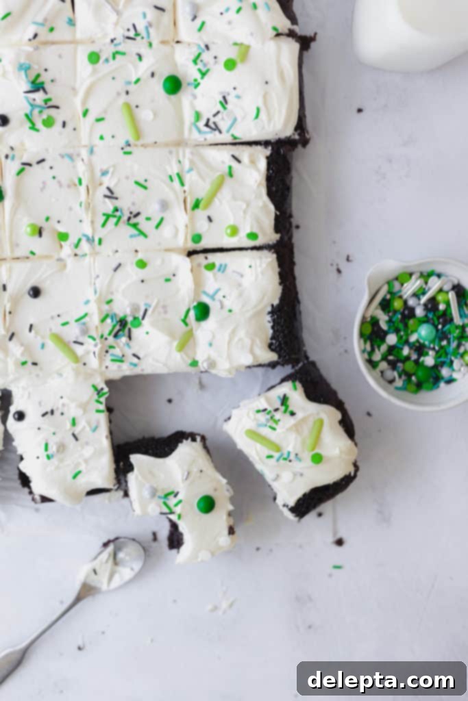 Decadent Fudgy Chocolate Sheet Cake with Sesame Cream Frosting 4 overhead shot of chocolate cake with tahini frosting
