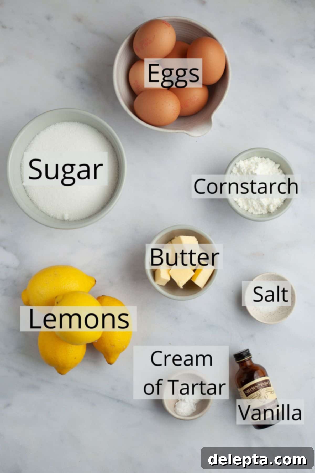Lemon Cloud Dream 4 All the ingredients for the lemon meringue pie filling and meringue topping weighed out.