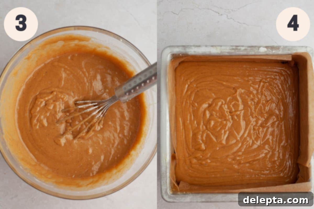 Effortless Lotus Biscoff Cake 6 Steps 3 and 4 in the Lotus Biscoff cake baking process.