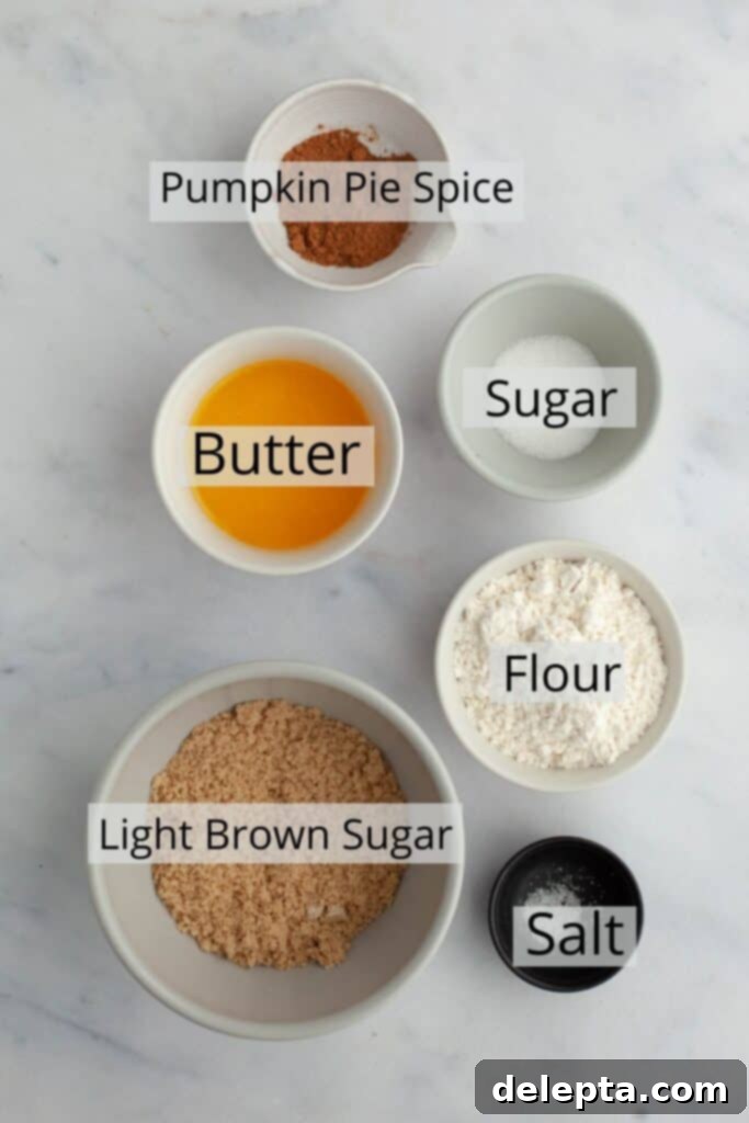 Autumn Spiced Pumpkin Crumble Muffins 3 All the ingredients needed for a streusel topping weighed out.
