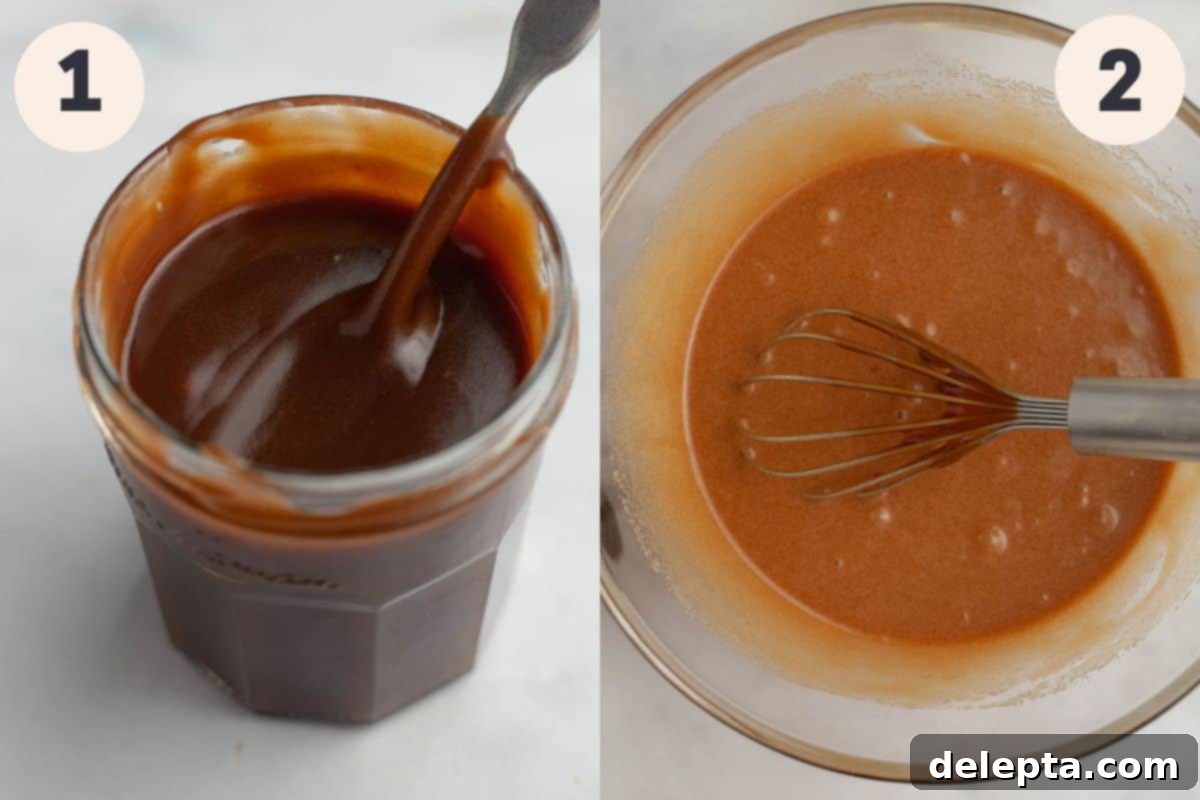 Golden Butterscotch Dream 5 Initial steps in the butterscotch cake baking process: melting butter and mixing ingredients for the homemade sauce.