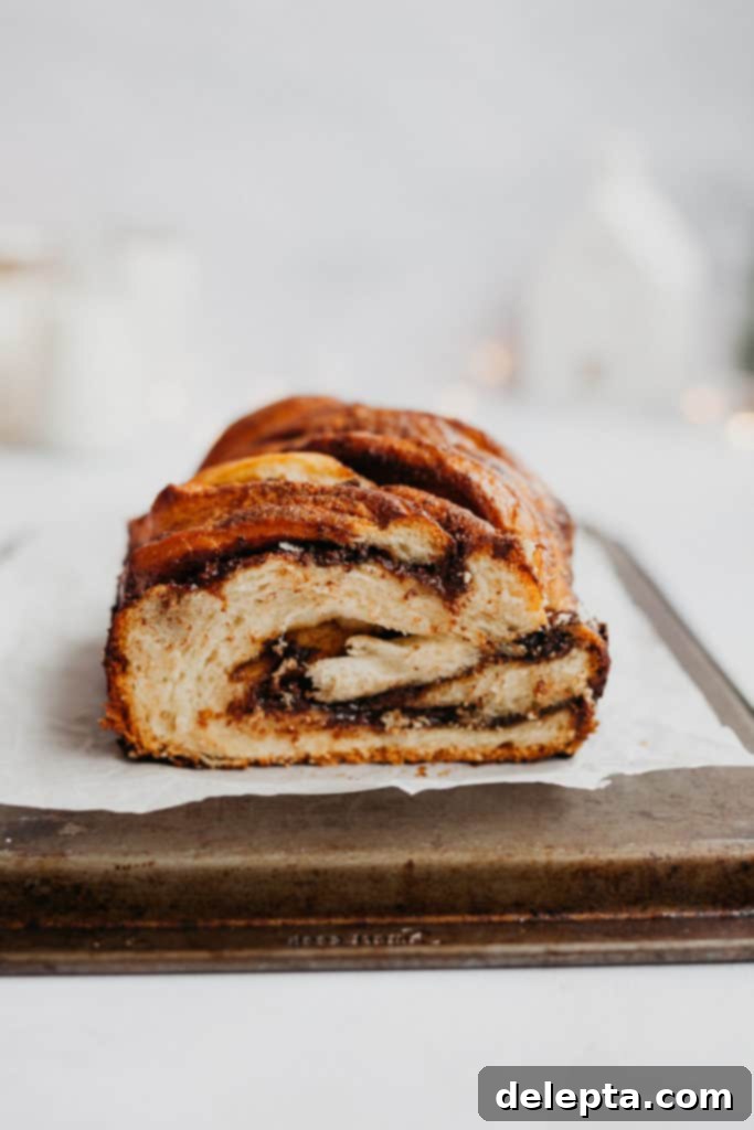 Spiced Chocolate Gingerbread Babka 2 a sliced chocolate gingerbread babka