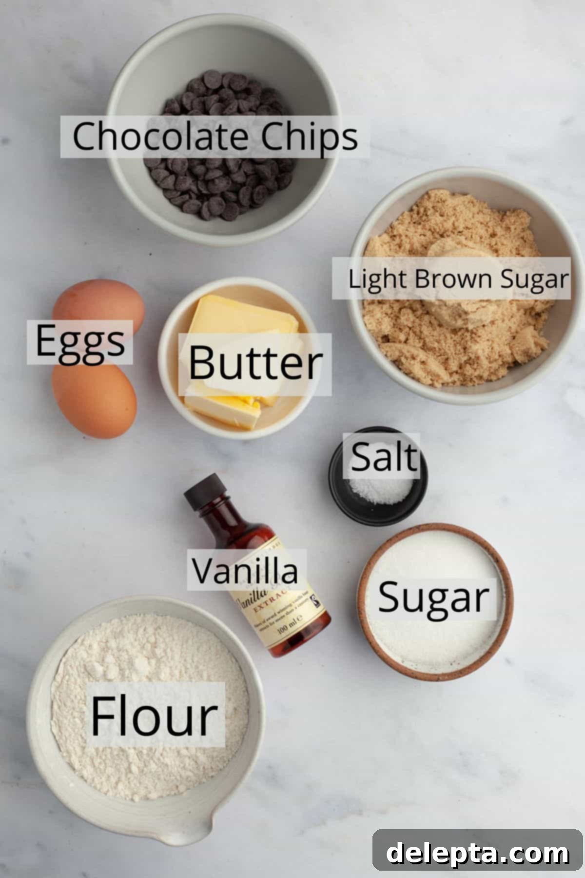 Caramelized Brown Butter Blondies Simple Perfection 3 All the essential ingredients for making browned butter blondies, meticulously measured into small, organized bowls.