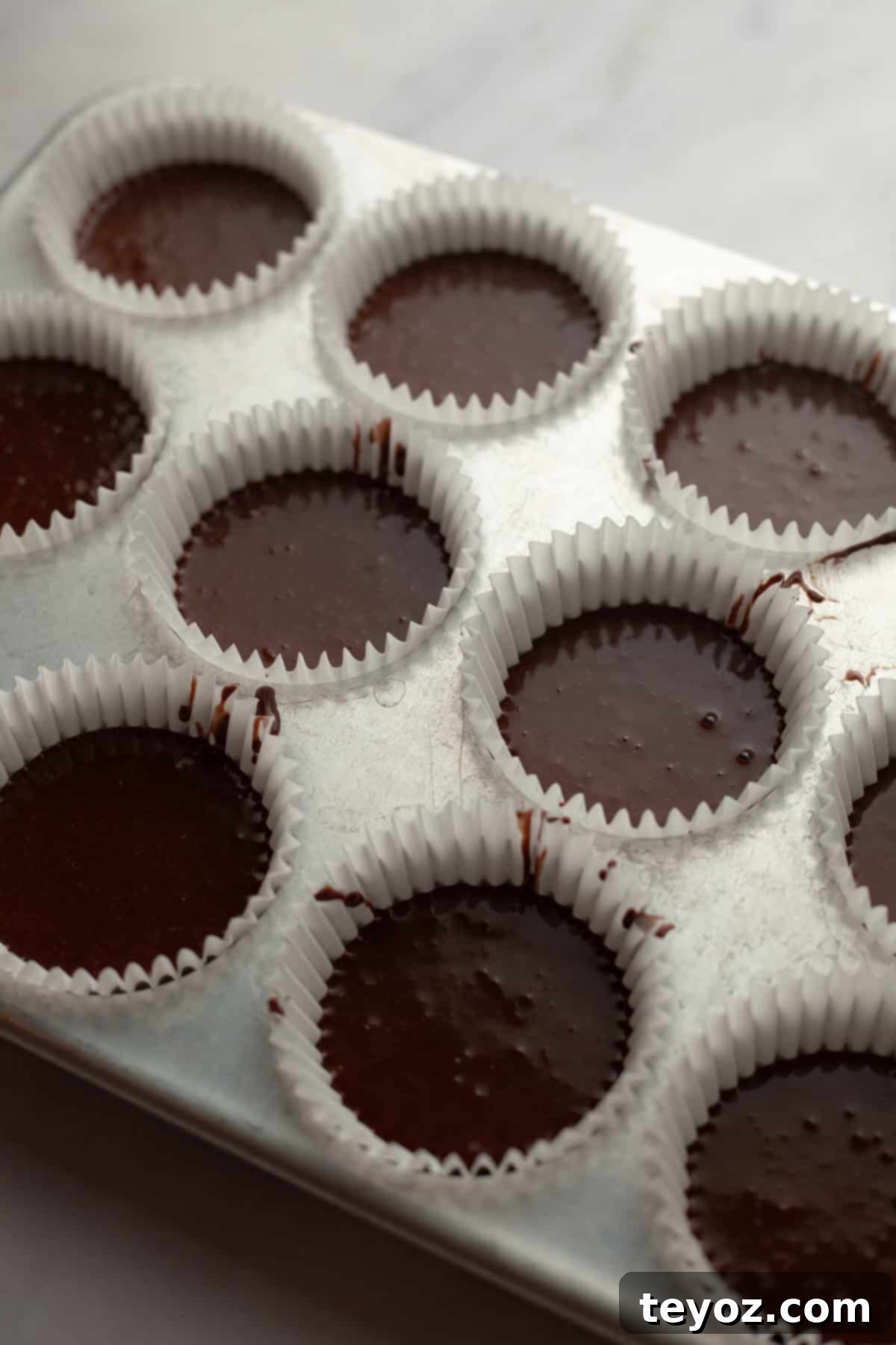 Unbaked chocolate cupcakes